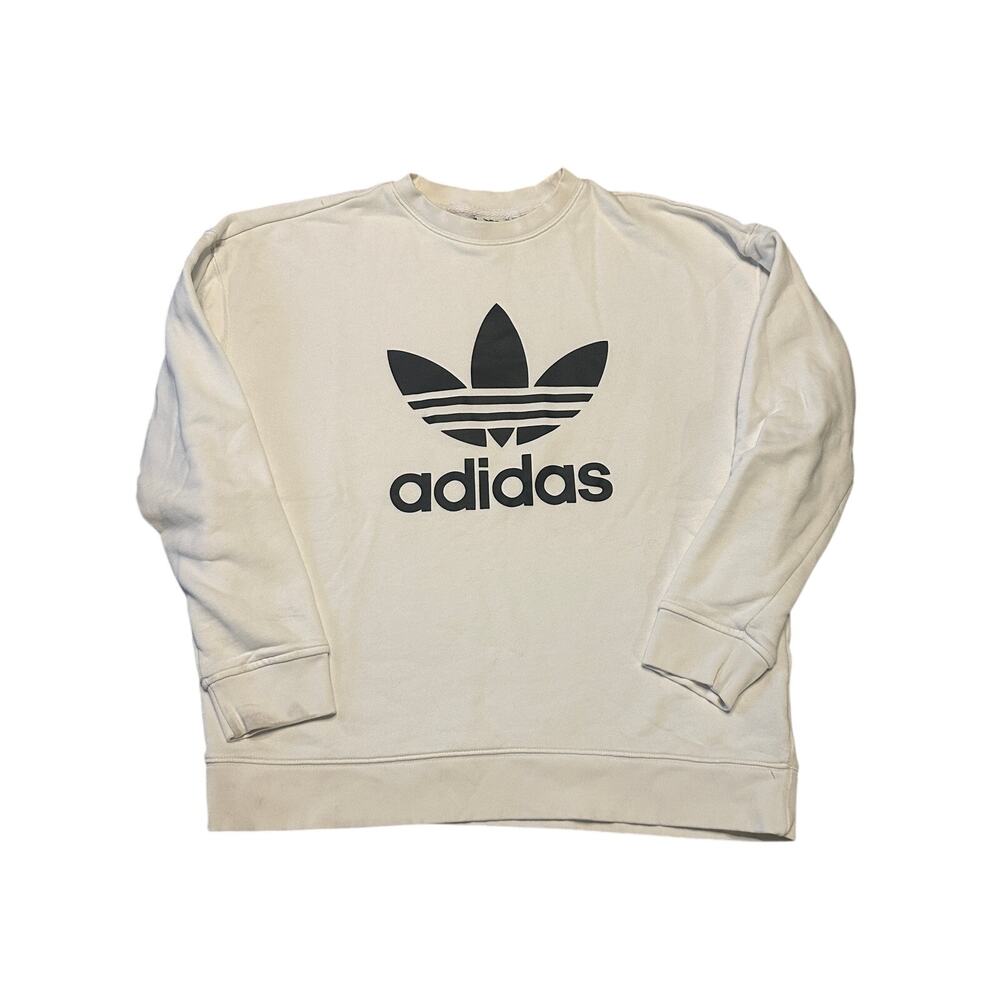 adidas Trefoil Crew Sweatshirt WHITE/BLACK Medium